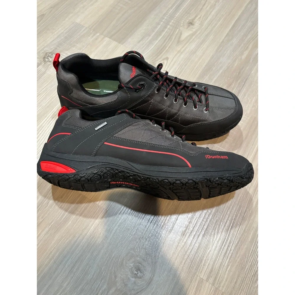 Dunham Cloud Plus Waterproof Hiking Shoes Mens 17 Grey‎ Red Low Top CH9129